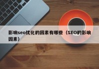 影响seo优化的因素有哪些（SEO的影响因素）