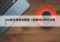 seo优化排名价格表（全网SEO优化价格）