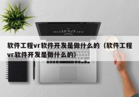 软件工程vr软件开发是做什么的（软件工程vr软件开发是做什么的）