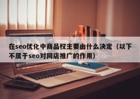 在seo优化中商品权主要由什么决定（以下不属于seo对网店推广的作用）