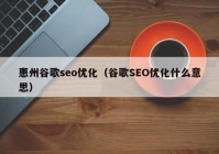 惠州谷歌seo优化（谷歌SEO优化什么意思）